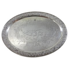 Vintage Tiffany & Co. Sterling Silver Tray Footed with Acid Etched Cherubs