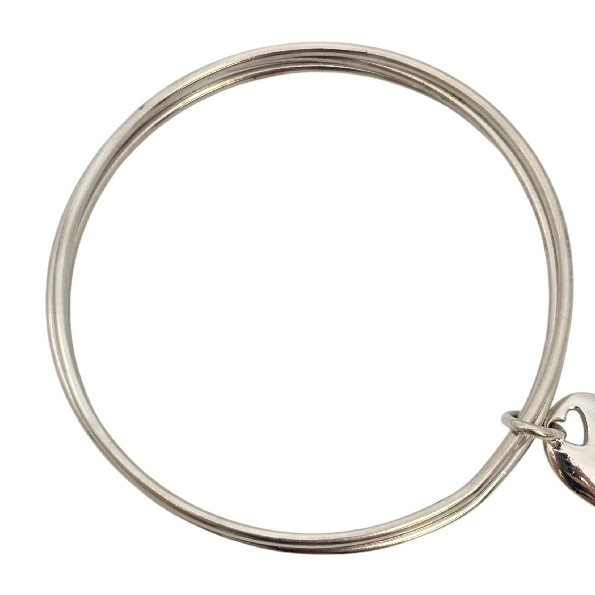 Tiffany & Co Sterling Silver Triple Bangle Bracelet with Heart Dangle #20137 1