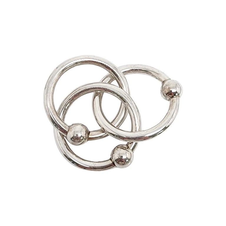 Tiffany and Co Sterling Silver Triple Ring Baby Rattle For Sale at 1stDibs