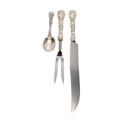 Tiffany & Co Sterling Silver Turkey Roast Carver Knife Fork Cranberry Spoon Set