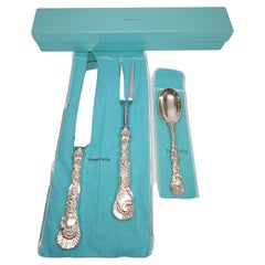 Tiffany & Co Sterling Silver Turkey Roast Carver Knife Fork Cranberry Spoon Set