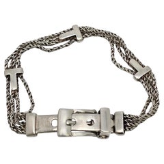 Vintage Tiffany & Co Sterling Silver Twist Rope T's Belt Buckle Bracelet #21925