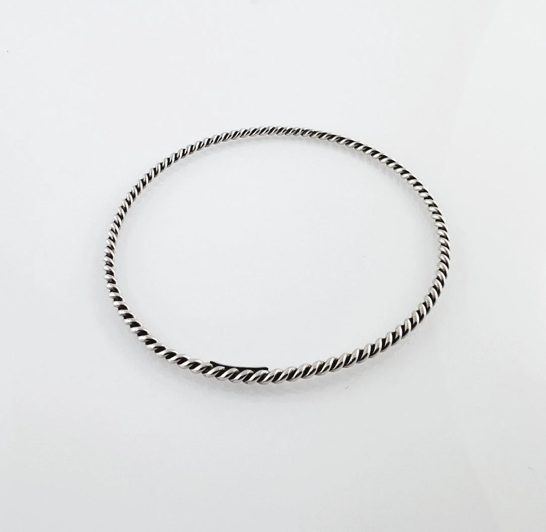 Tiffany & Co. Sterling Silver Twisted Bangle Bracelet #16551 In Good Condition In Washington Depot, CT