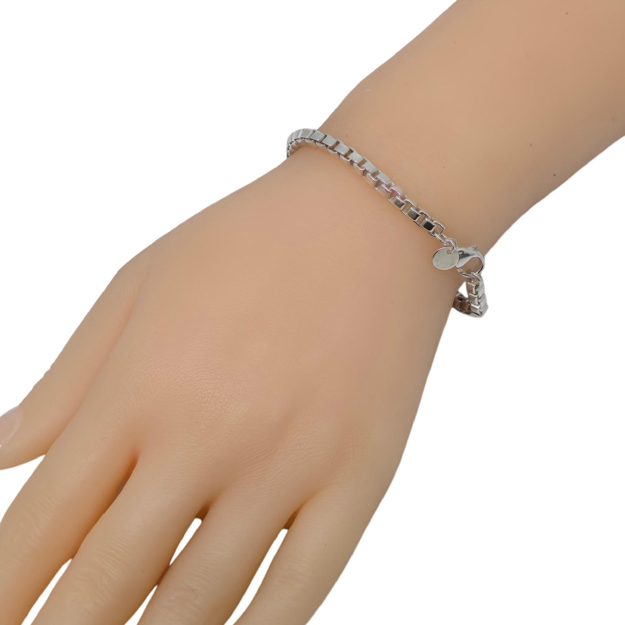 Tiffany & Co Sterling Silver Venetian Box Chain Bracelet #20803 3