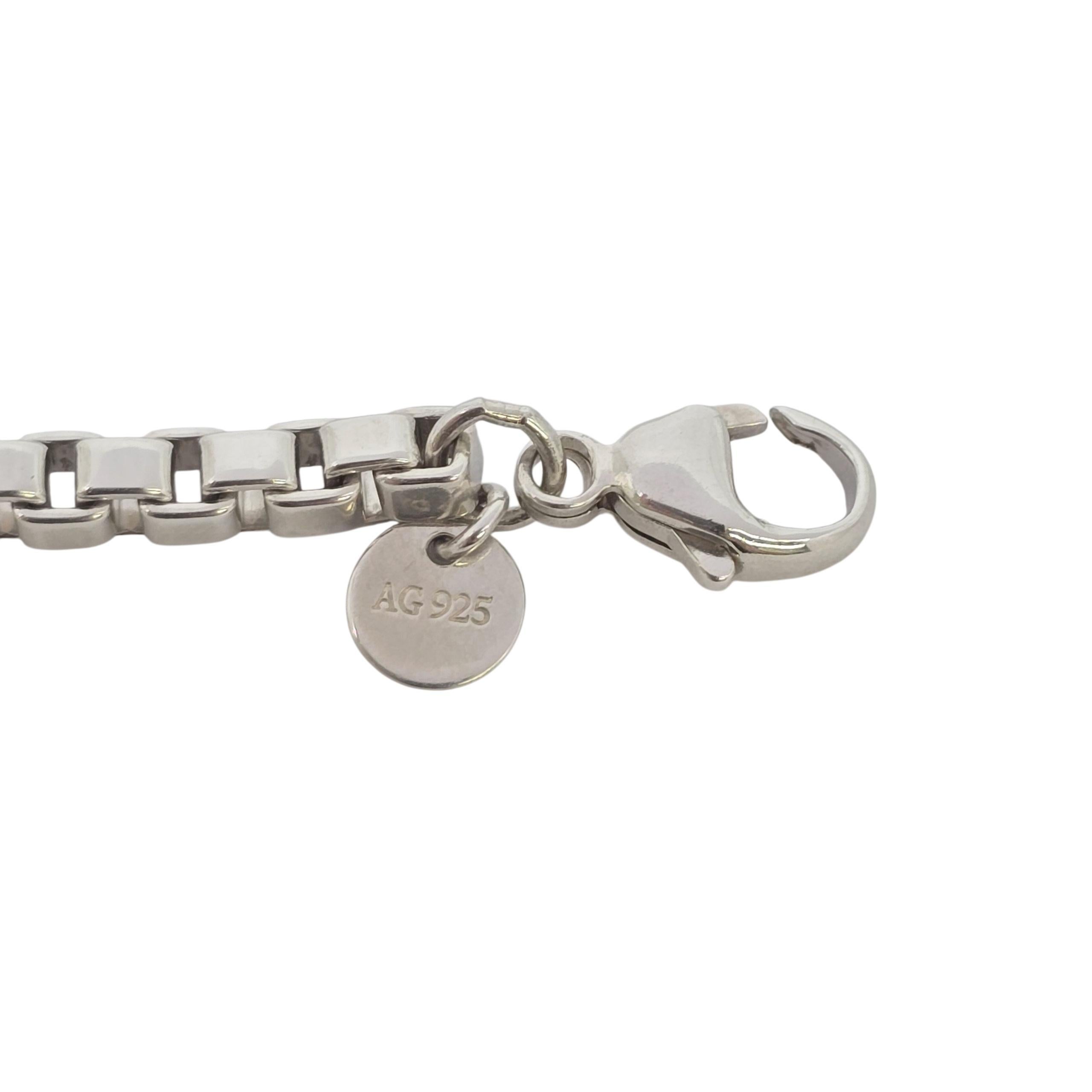 Tiffany & Co Pulsera de plata de ley con cadena de caja veneciana #22547 en venta 2