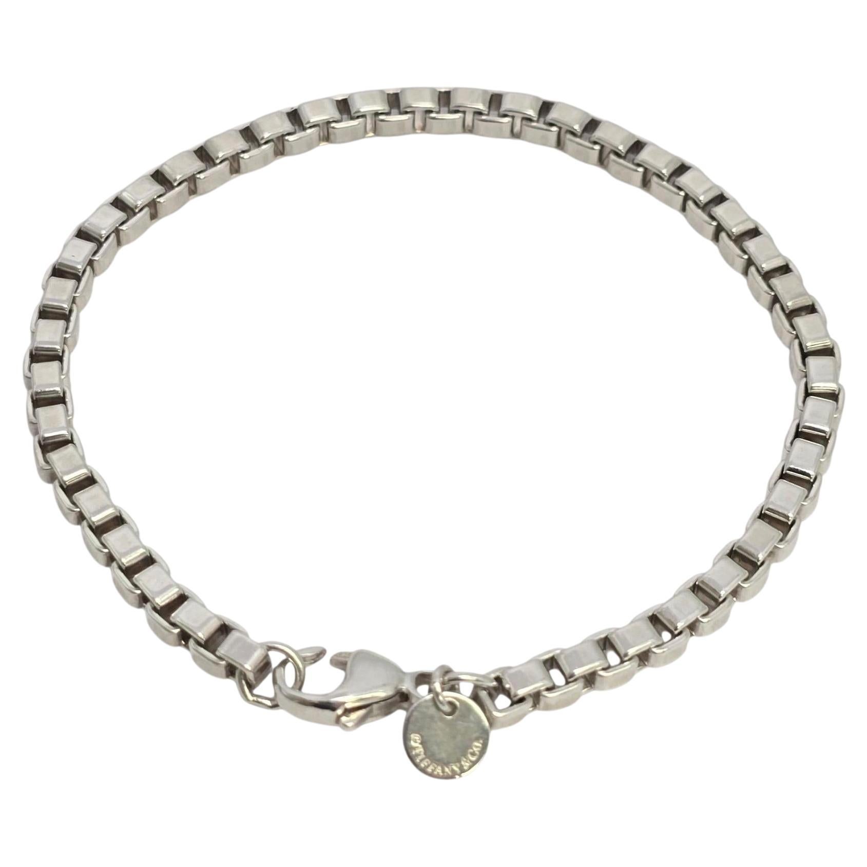Tiffany & Co Pulsera de plata de ley con cadena de caja veneciana #22547 en venta