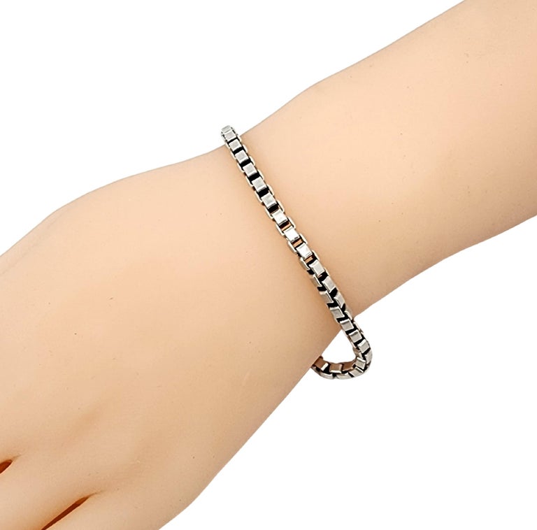 Tiffany and Co Sterling Silver Box Chain Bracelet For Sale at 1stDibs