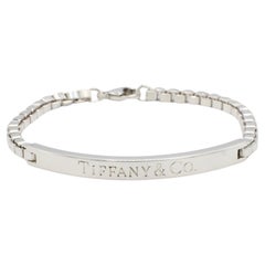 Tiffany & Co. Sterling Silver Venetian Box Link Chain ID Bar Bracelet 