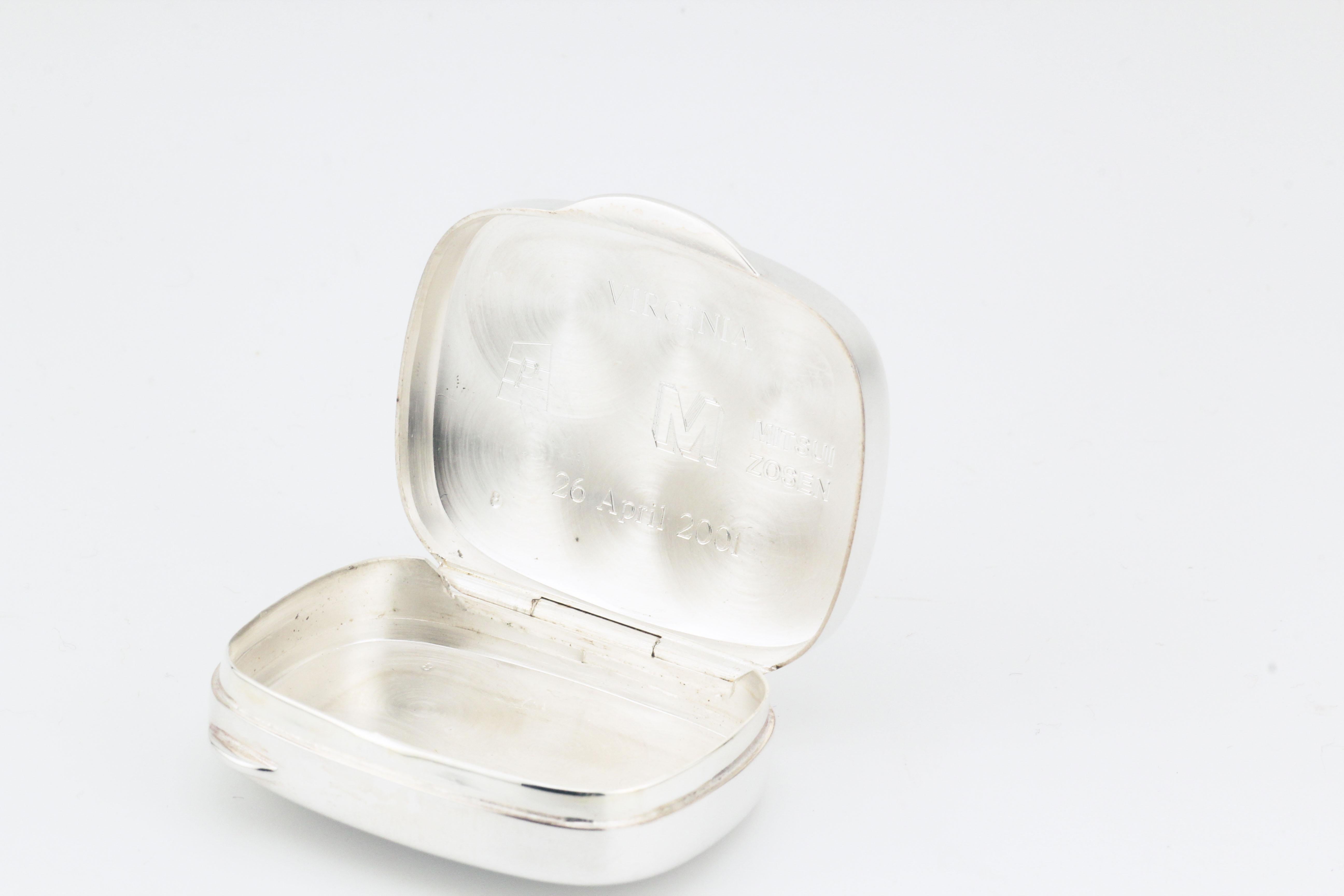 Tiffany & Co. Sterling Silver Vintage Rectangular Pill Box with Striped Design 2
