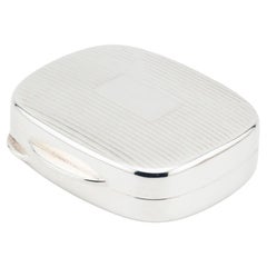 Tiffany & Co. Sterling Silver Vintage Rectangular Pill Box with Striped Design