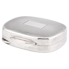 Tiffany & Co. Sterling Silver Vintage Rectangular Pill Box with Striped Design
