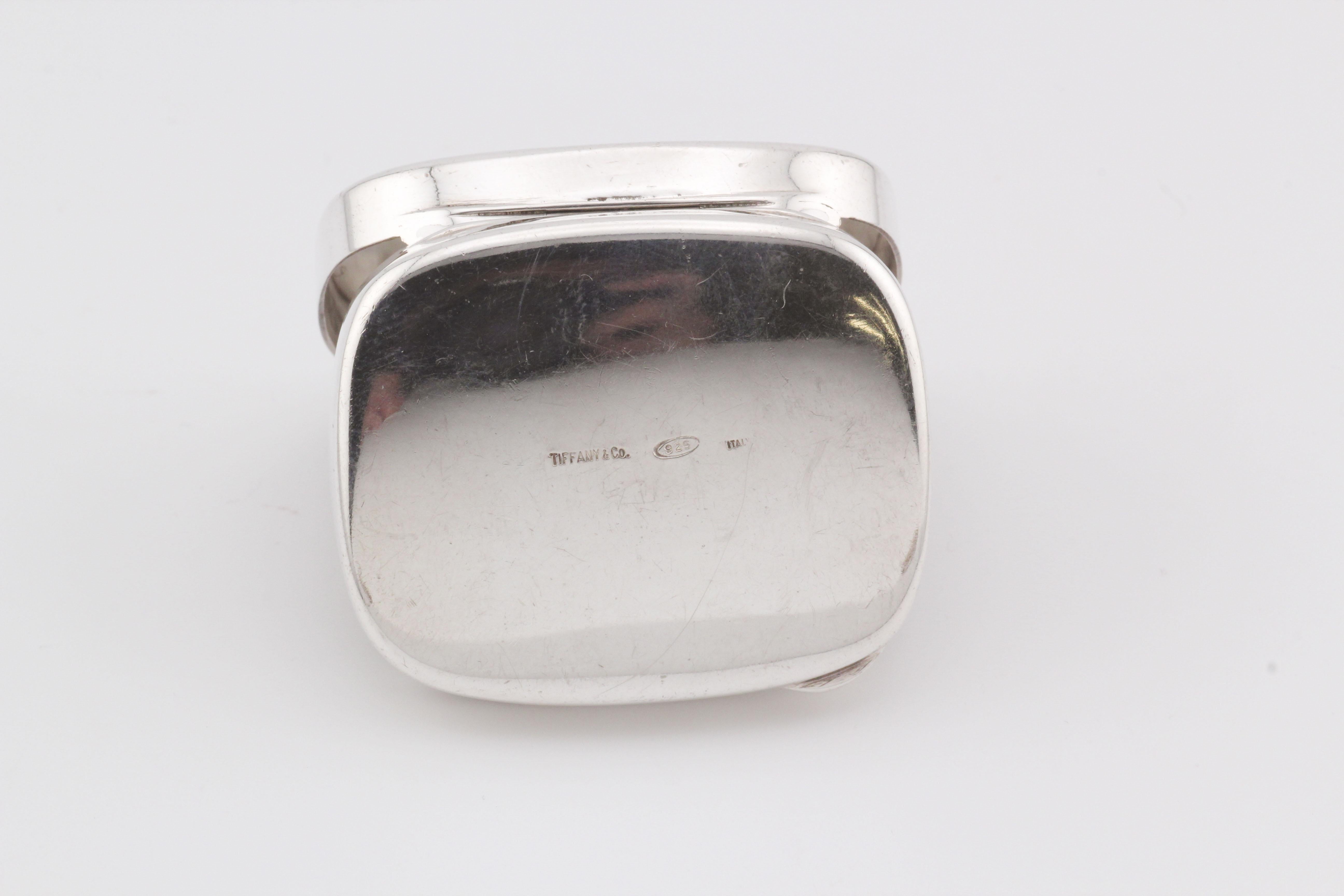 Tiffany & Co. Sterling Silver Vintage Striped Design Rectangular Pill Box Case 3
