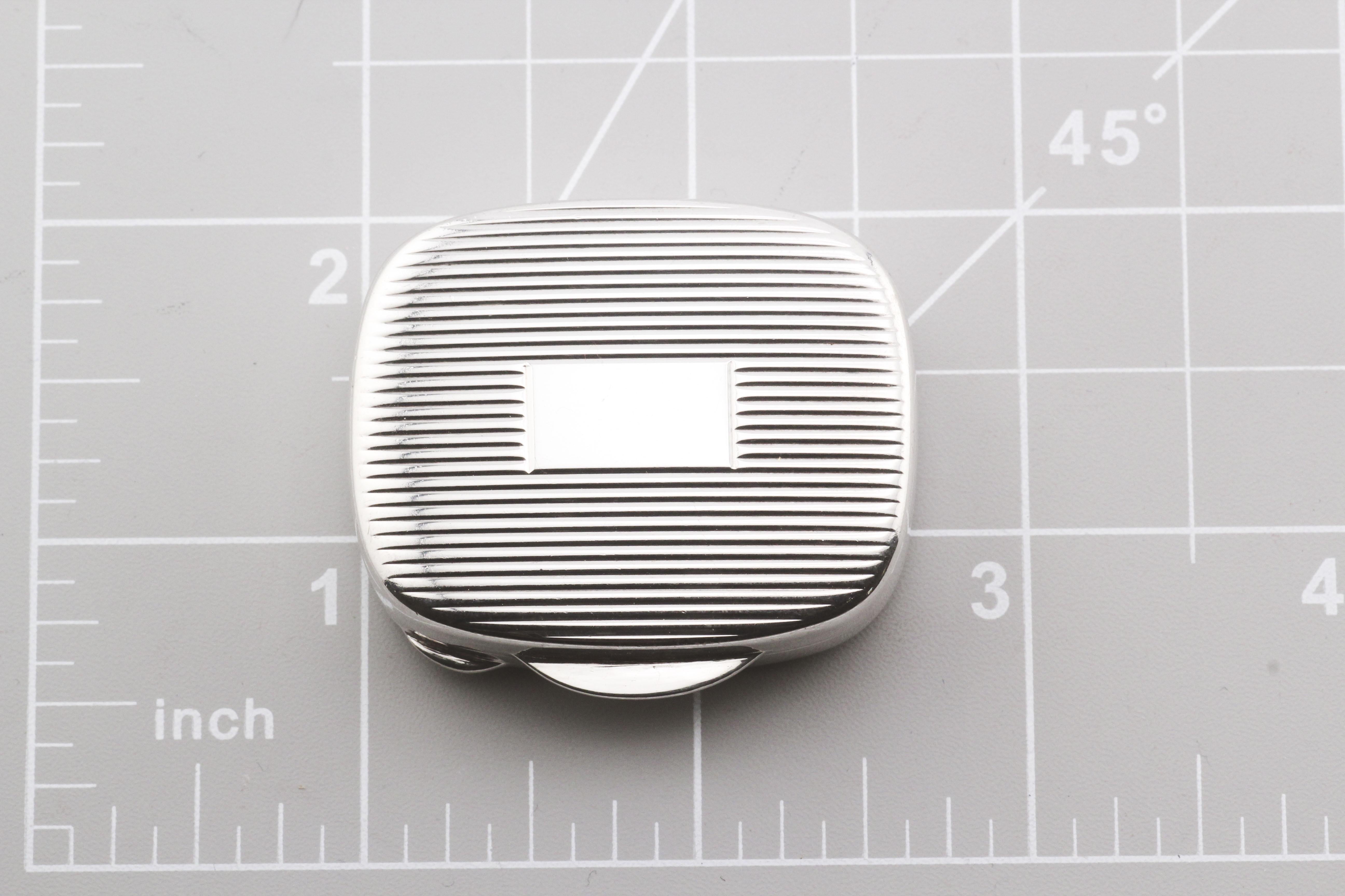 Tiffany & Co. Sterling Silver Vintage Striped Design Rectangular Pill Box Case 4