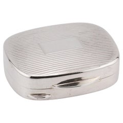 Tiffany & Co. Sterling Silver Vintage Striped Design Rectangular Pill Box Case