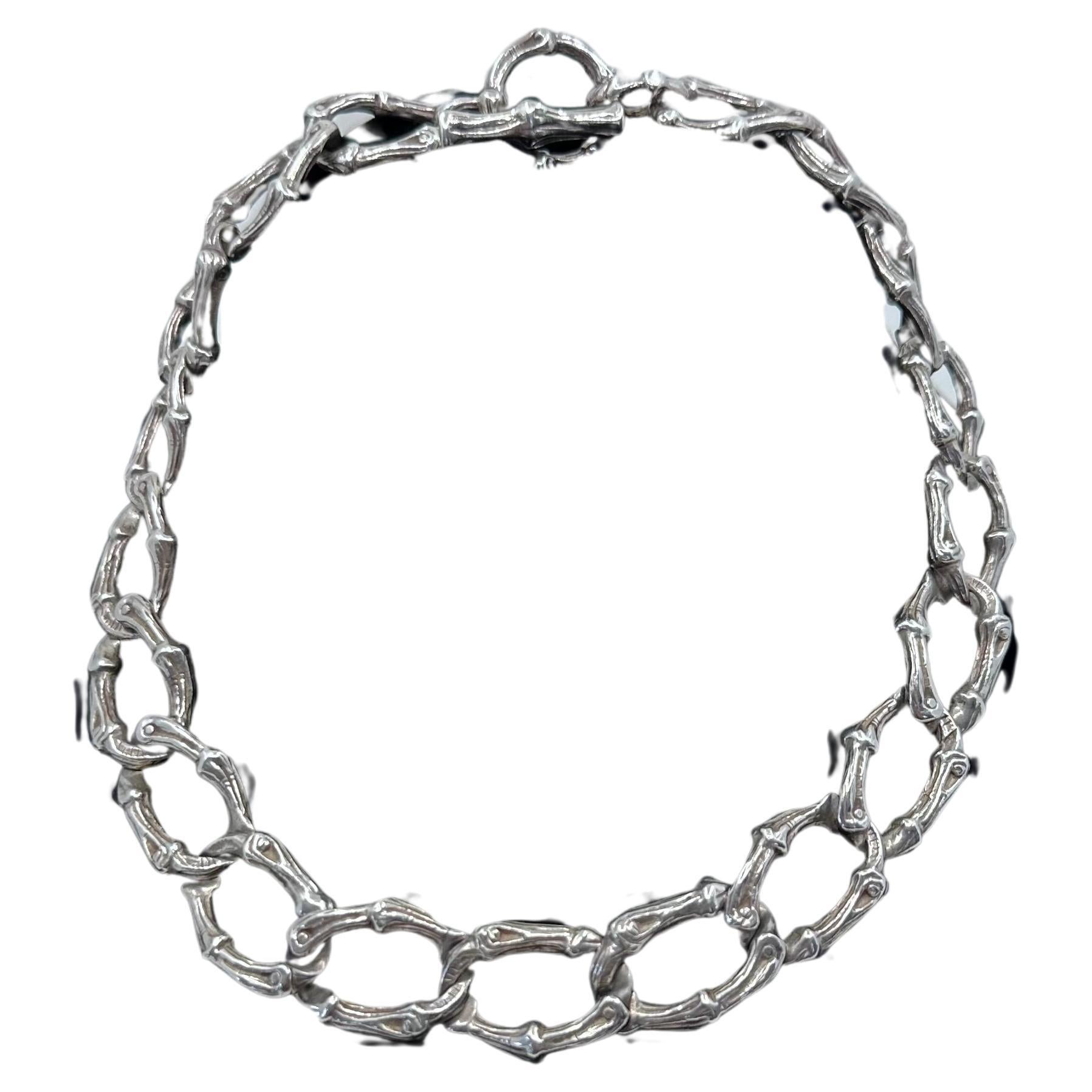  Tiffany & Co. Collier large en argent sterling et bambou 1996