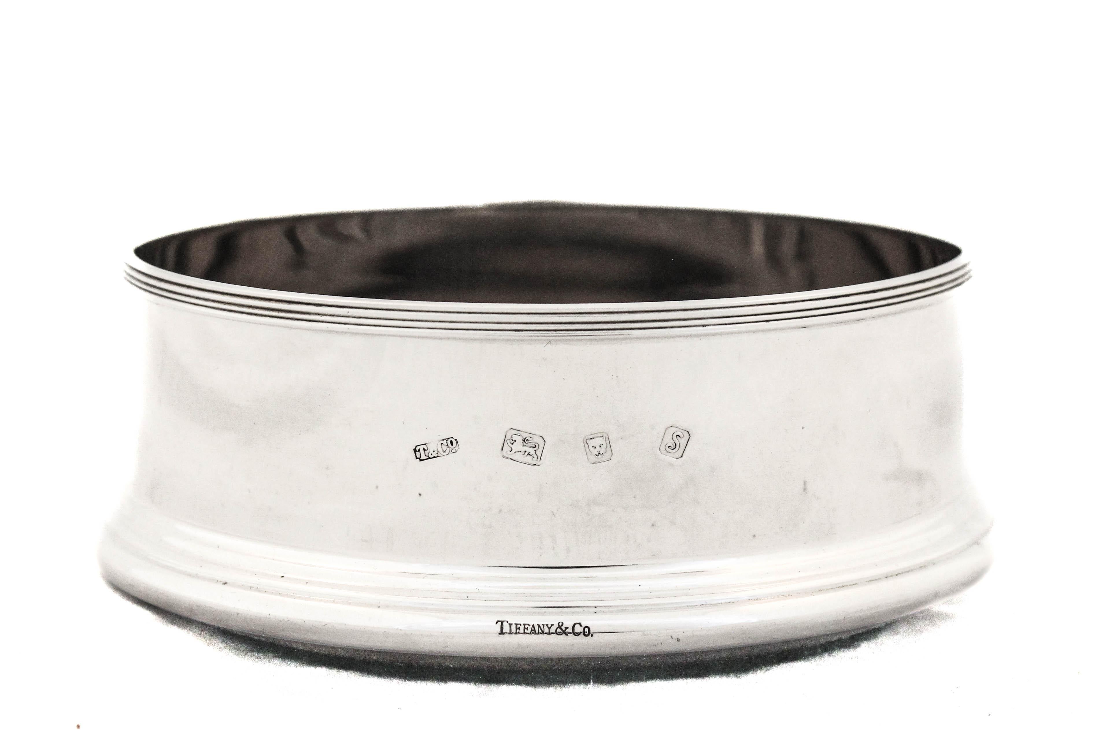 Tiffany & CO Sterling Silver Wine Coaster In Excellent Condition In Brooklyn, NY
