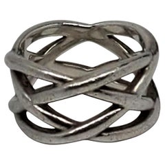 Tiffany & Co. Sterling Silver Woven Knot Band Ring Size 6 3/4 - 7 #23700