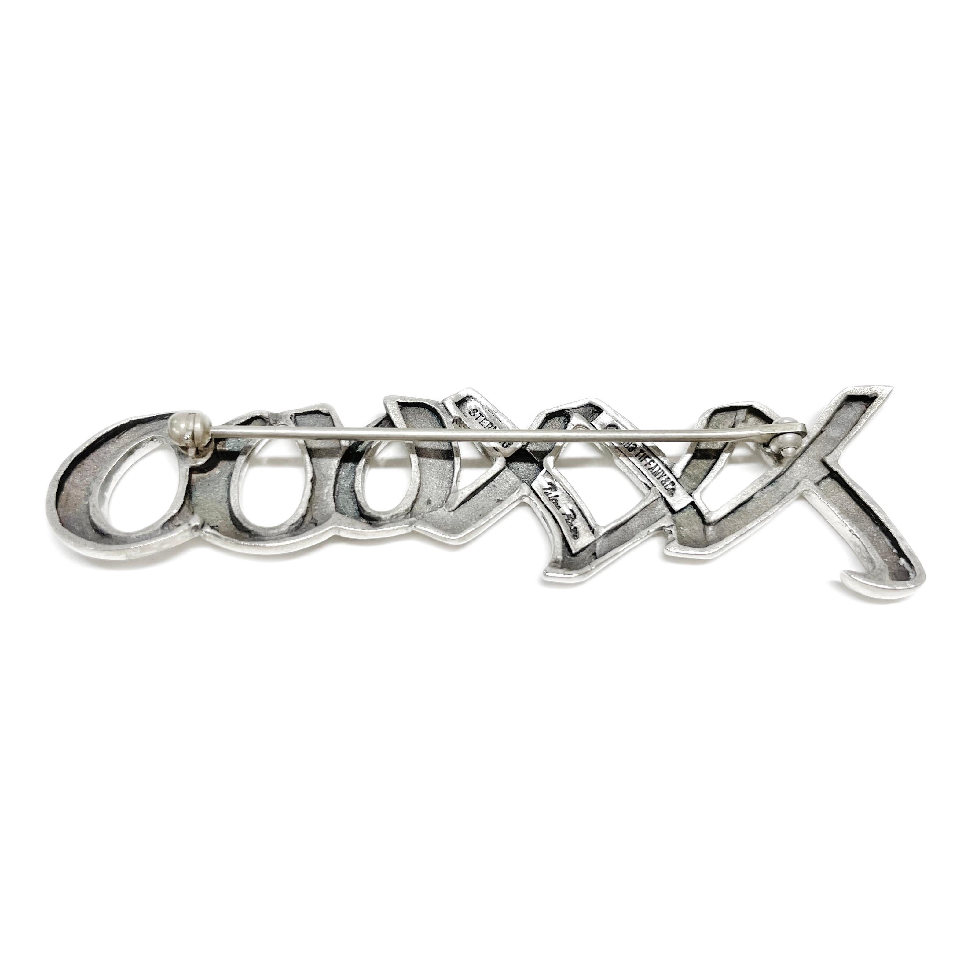 Tiffany & Co. Sterling Silver XXXOOO Brooch In Good Condition For Sale In Palm Desert, CA