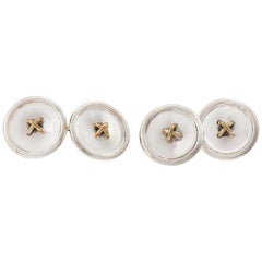 Tiffany & Co. Sterling Silver Yellow Gold Button Cufflinks