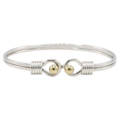 Tiffany & Co. Sterling Silver & Yellow Gold Double Hook Bangle Cuff Bracelet