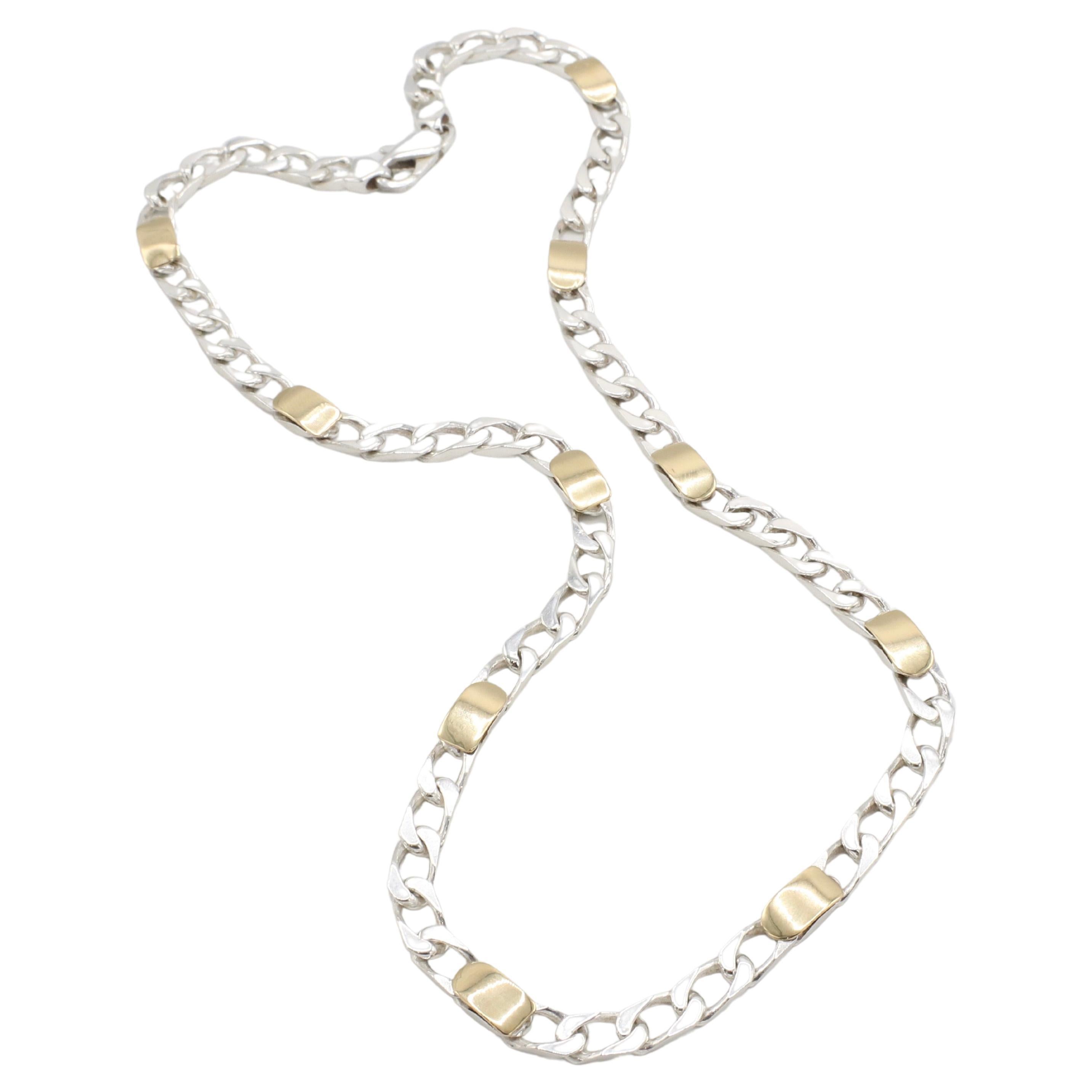 Tiffany & Co. Sterling Silver & Yellow Gold Figaro Chain Link Necklace 