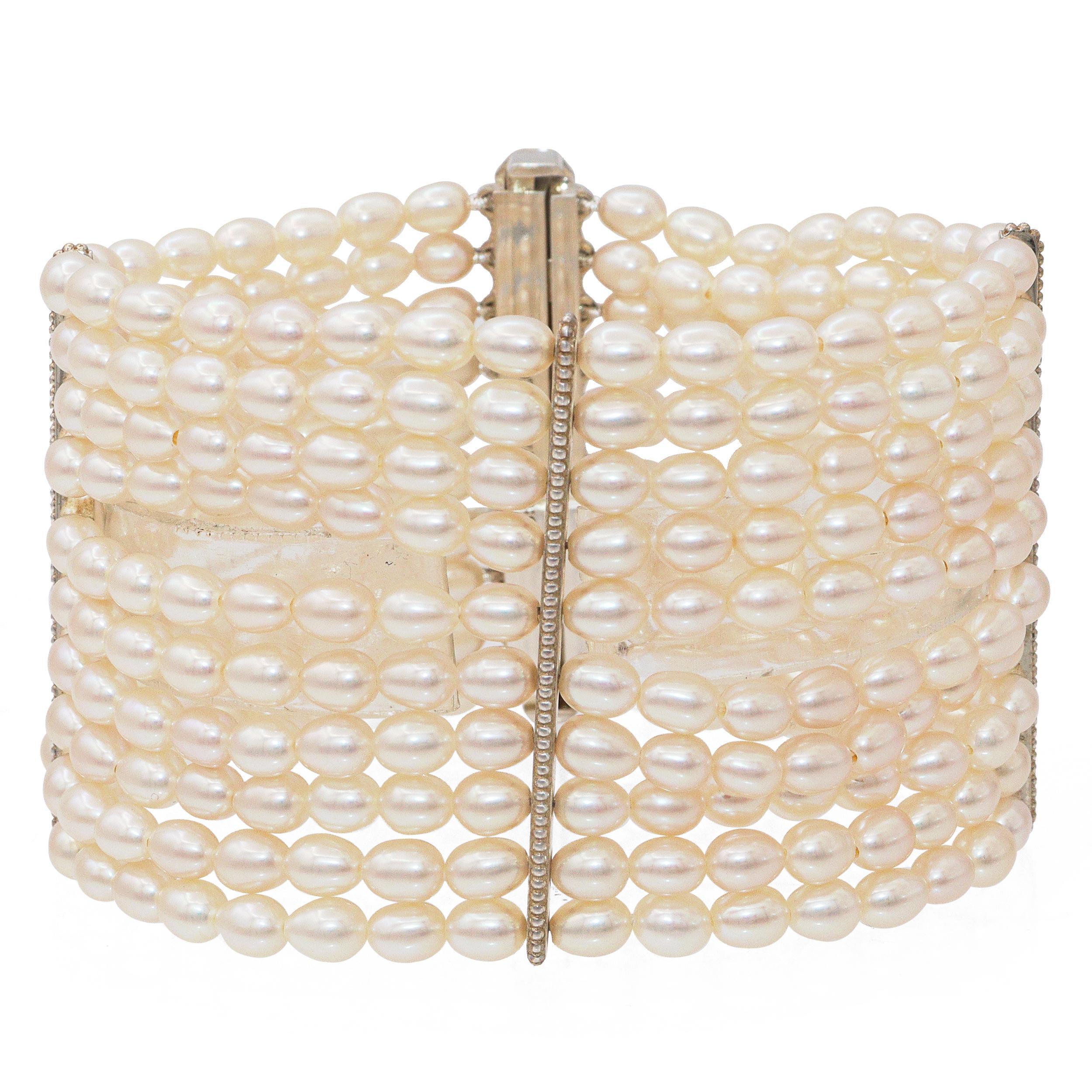 Tiffany & Co. Bracciale di perle d'acqua dolce a 10 file Ziegfeld in argento 925 in vendita 1