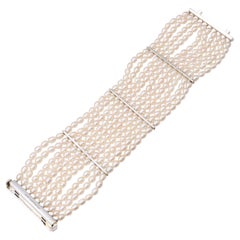 Tiffany & Co. Bracciale di perle d'acqua dolce a 10 file Ziegfeld in argento 925