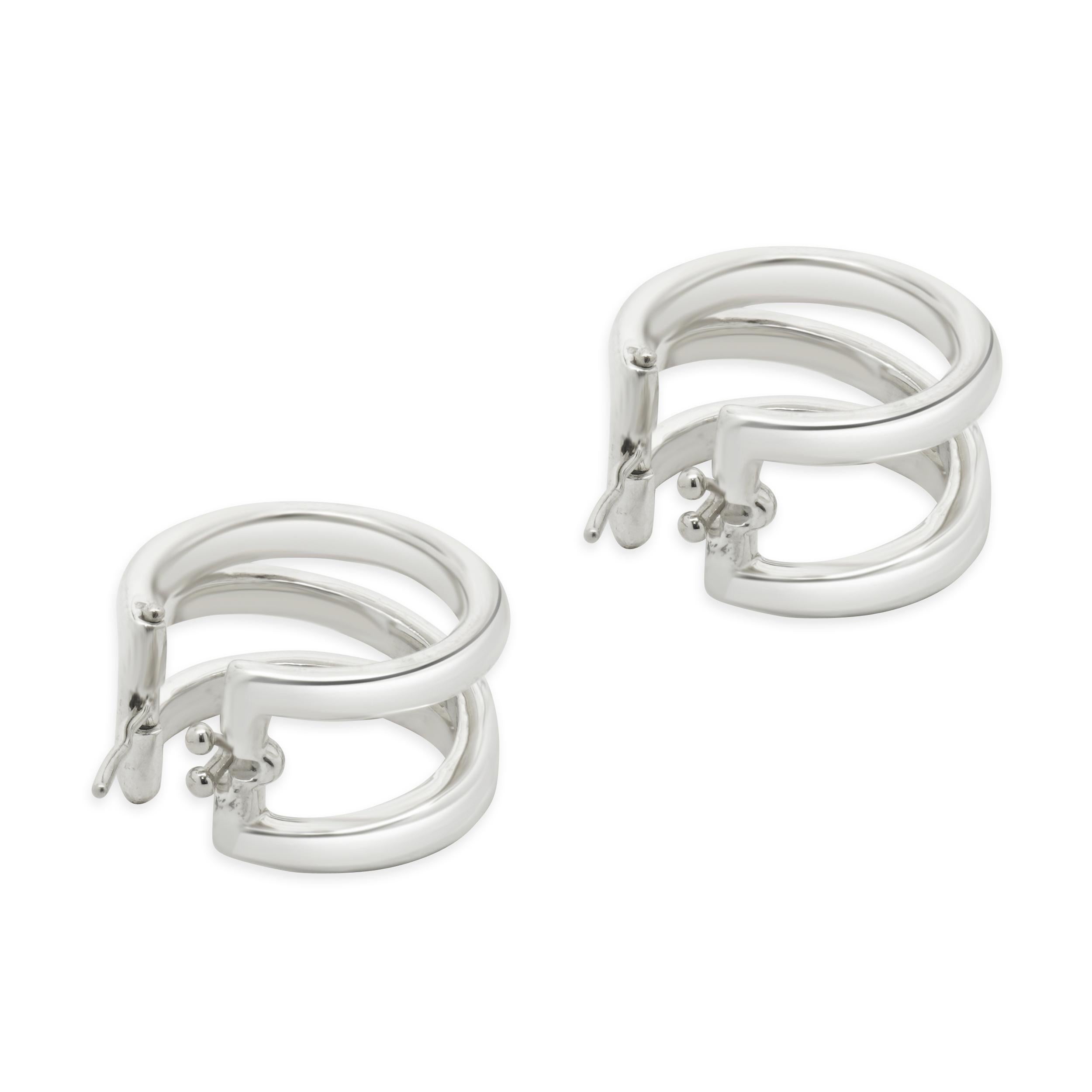 Tiffany & Co. Sterling Silver Zig Zag Hoop Earrings In Excellent Condition In Scottsdale, AZ