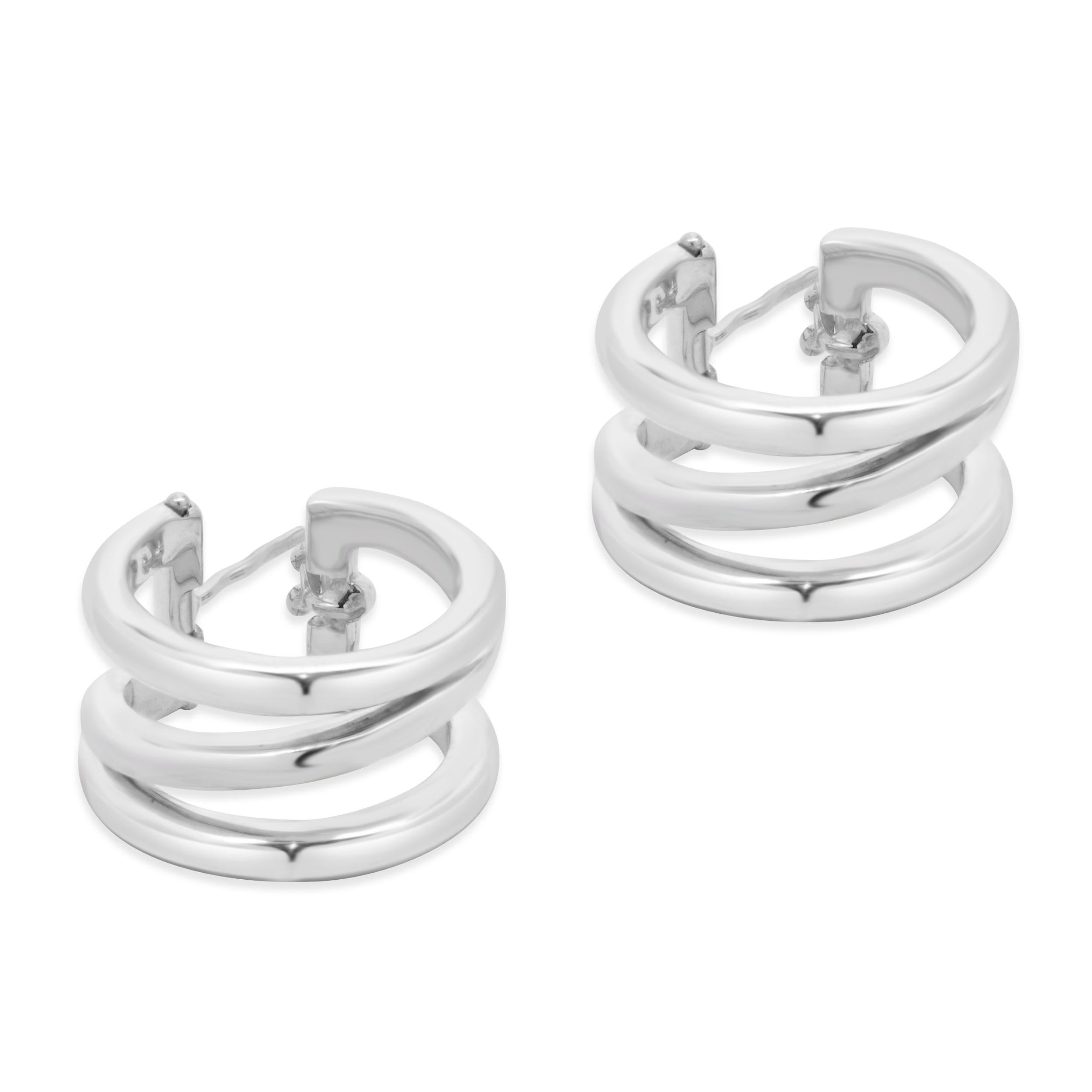 Women's or Men's Tiffany & Co. Sterling Silver Zig Zag Hoop Earrings