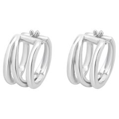 Tiffany & Co. Sterling Silver Zig Zag Hoop Earrings