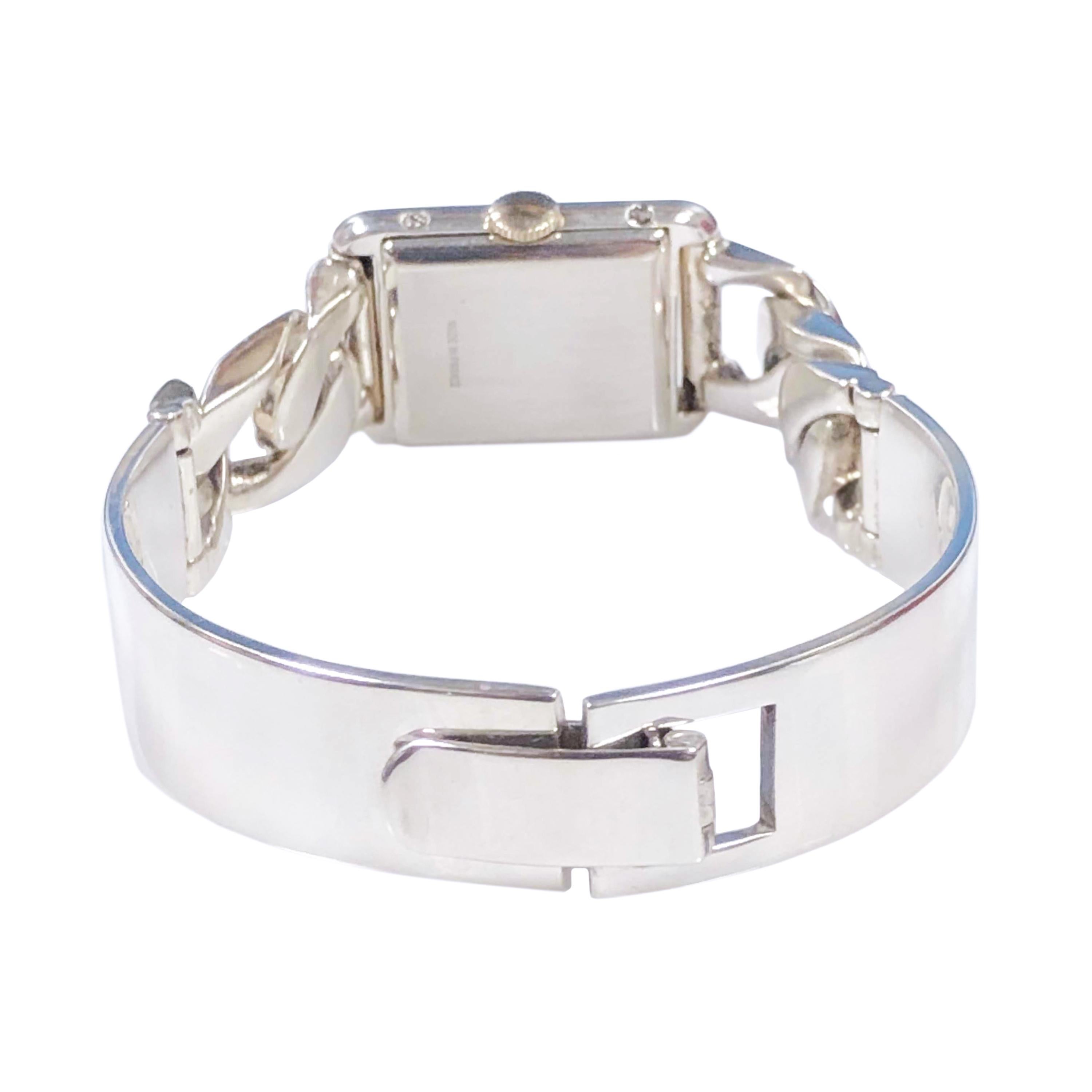 Modernist Tiffany & Co. Sterling Tank Model Bracelet Wristwatch