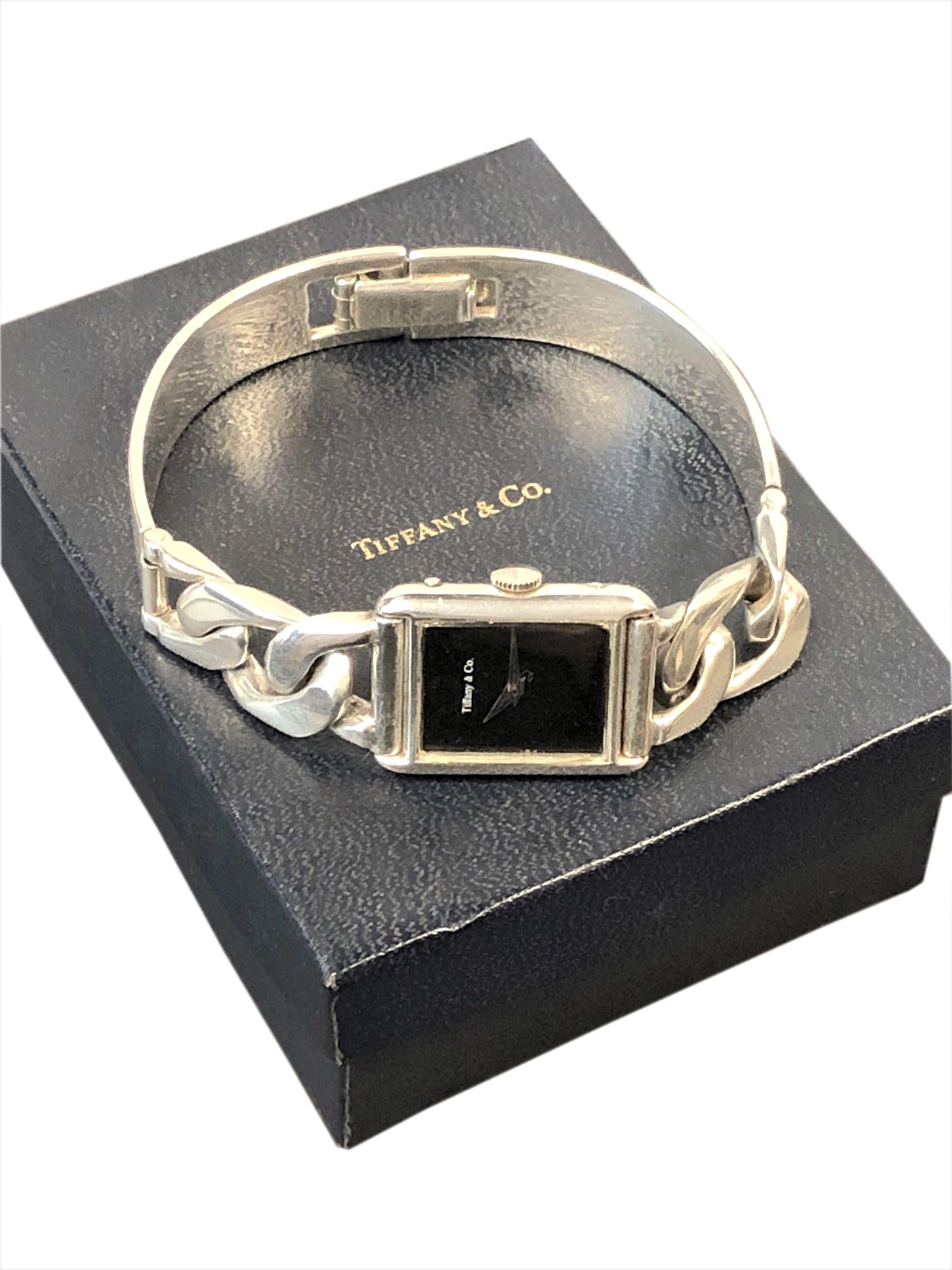 Tiffany & Co. Sterling Tank Model Bracelet Wristwatch In Excellent Condition In Chicago, IL