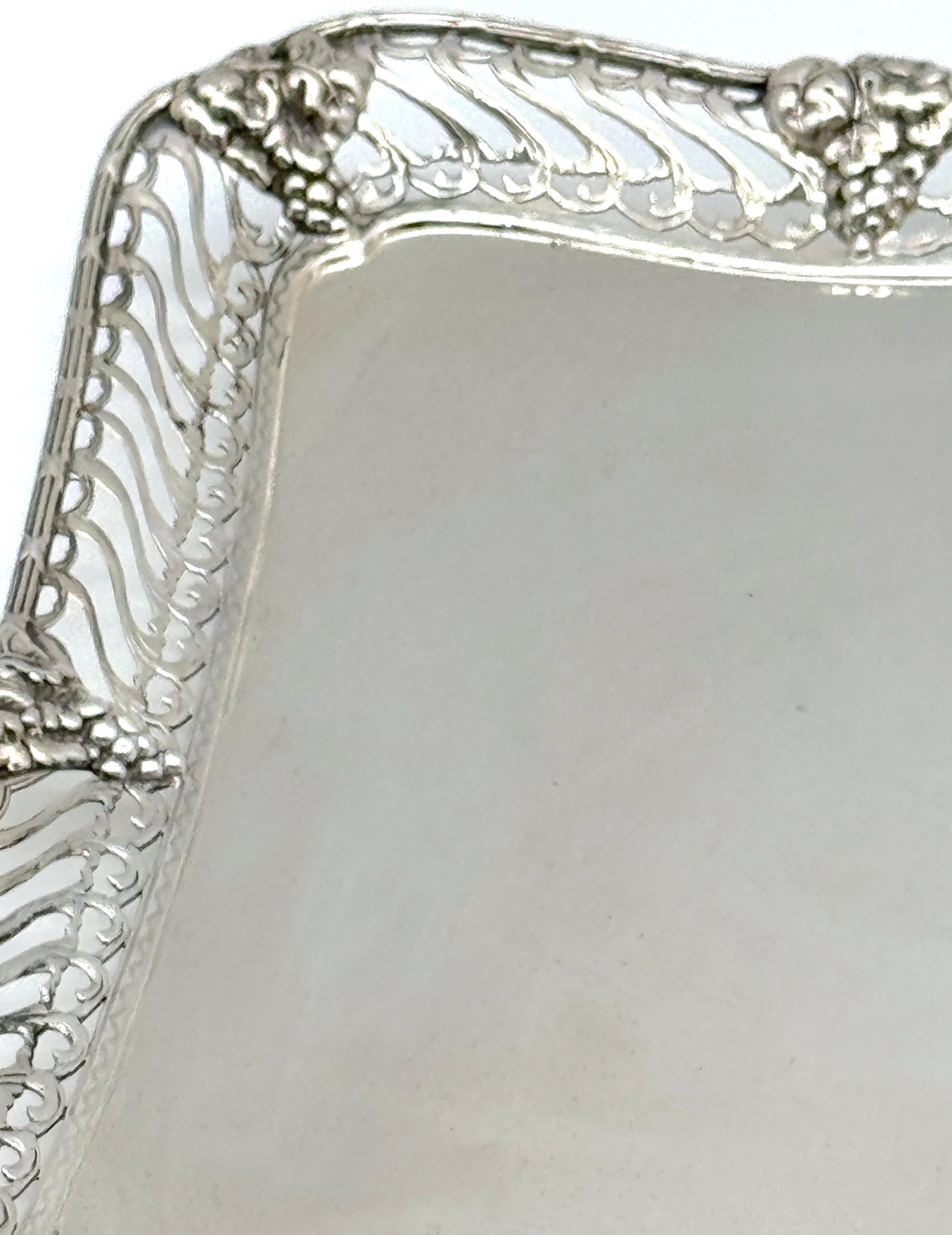 Cast Tiffany & Co. Sterling Tray Grape & Vine Design Influences Paulding Farnham For Sale