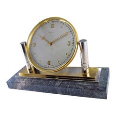 Tiffany & Co. Stone and Metal Desk Clock with Original Dial and Hands, 1930's
