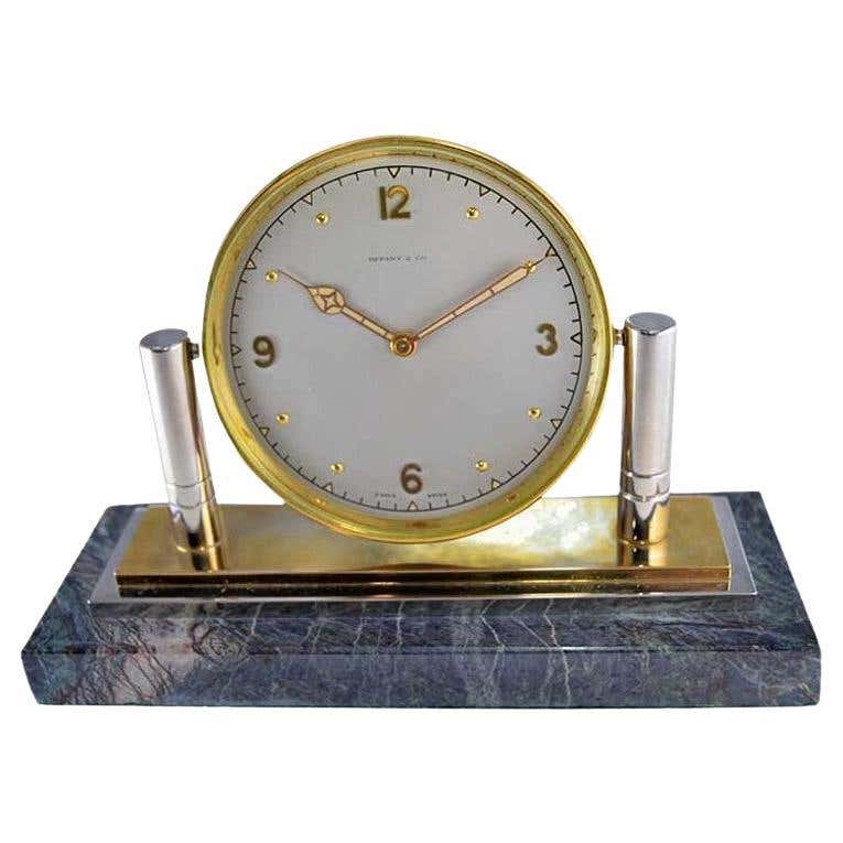 Tiffany and Co. 18kt Yellow Gold and Enamel Small Desk Clock 1920's For ...