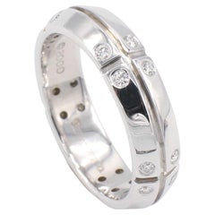 Tiffany & Co. Streamerica 18 Karat White Gold & Natural Diamond Inlay Band Ring