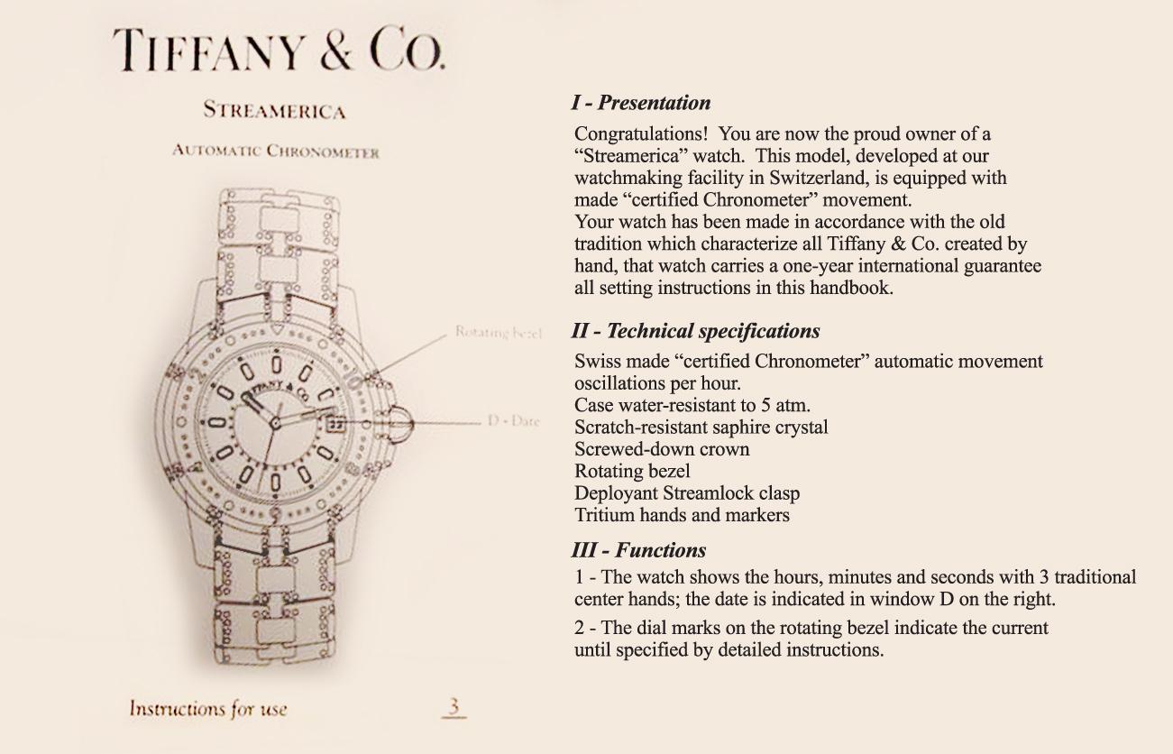Tiffany & Co. Streamerica Automatic Chronometer Wristwatch In Good Condition In Coral Gables, FL