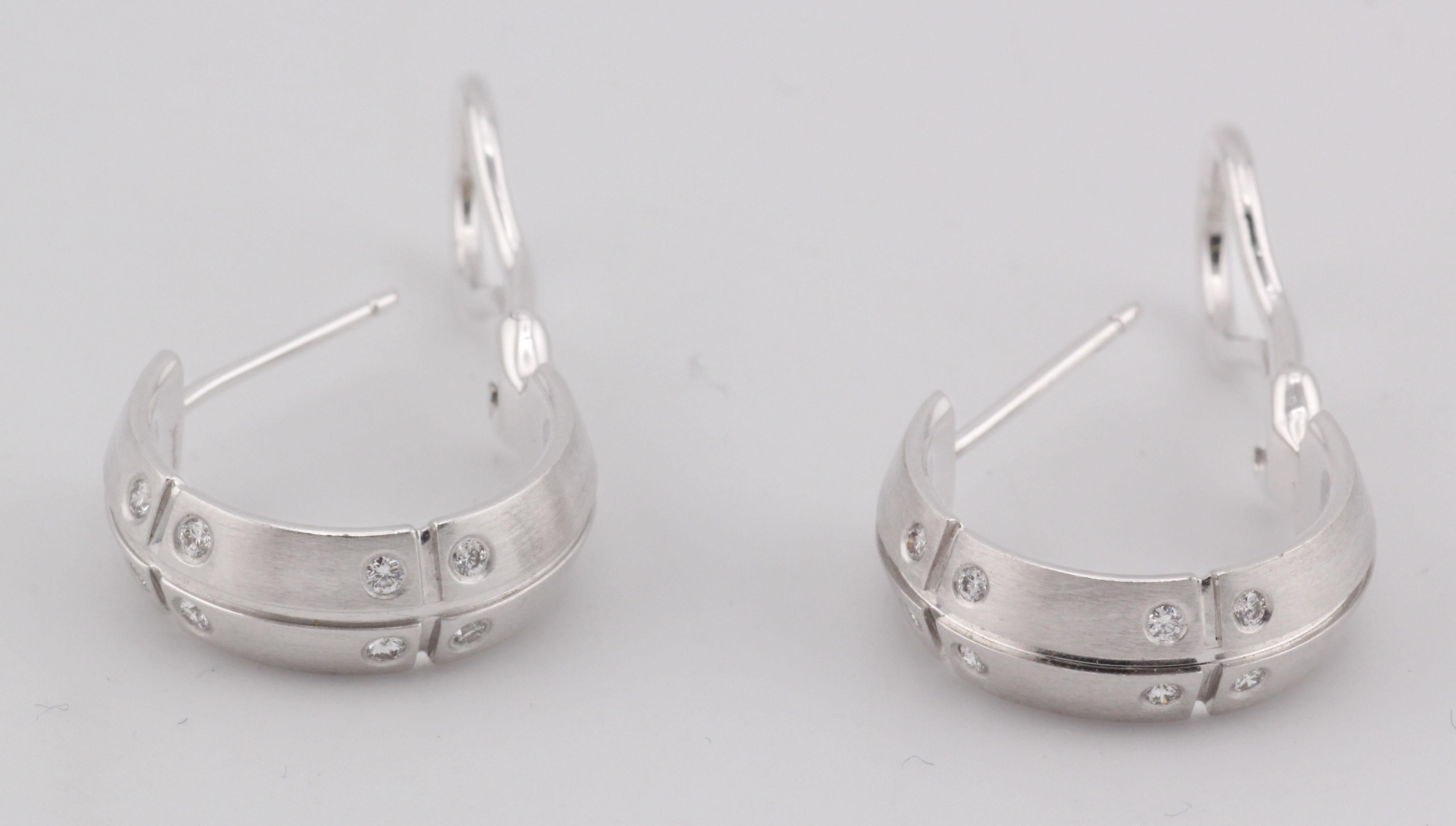 Taglio brillante Tiffany & Co. Streamerica Diamond 18K White Gold Hoop Earrings in vendita