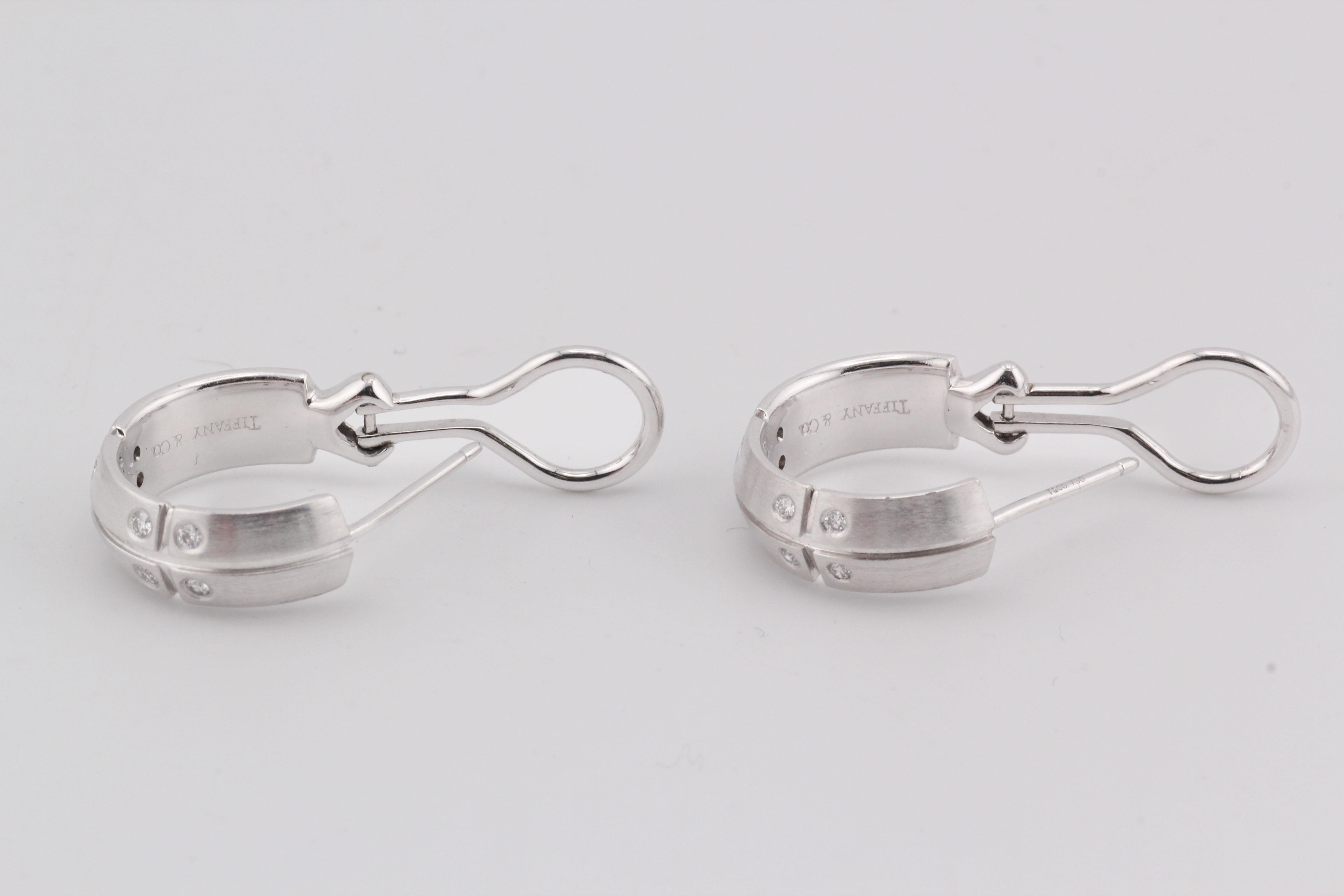 Donna Tiffany & Co. Streamerica Diamond 18K White Gold Hoop Earrings in vendita