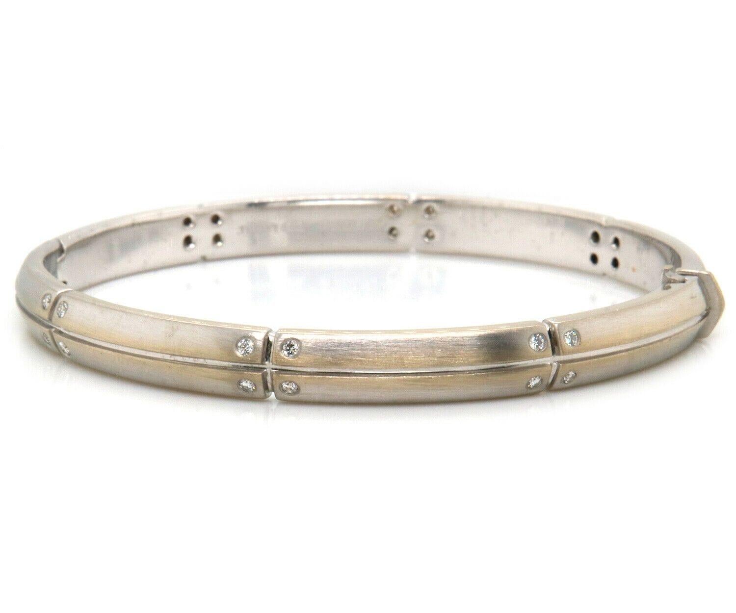Round Cut Tiffany & Co. Streamerica Diamond Bangle Bracelet in 18K White Gold For Sale