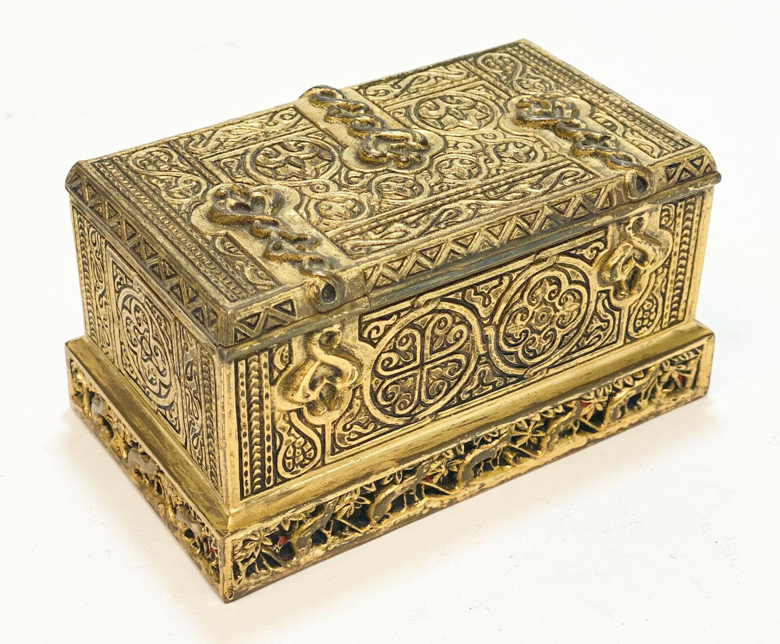 Tiffany & Co. Studios New York gilt bronze inkwell box in Venetian #1641. Two inkwells to the interior. An Italian Renaissance design with hand chased figural tailed animals to the ends. Tiffany Studio marks to the underside. Weight approx.,2