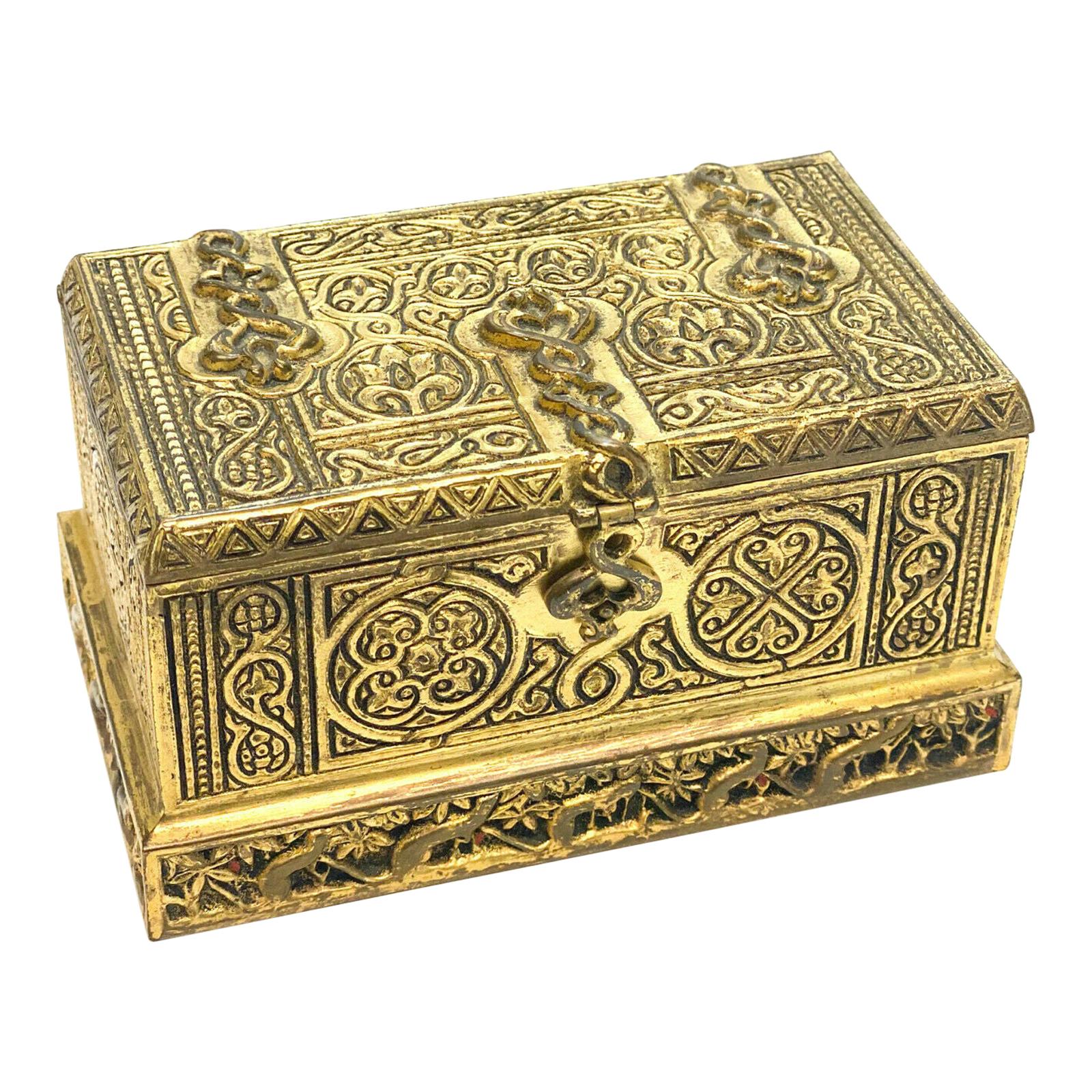 Tiffany & Co. Studios New York Gilt Bronze Inkwell Box in Venetian #1641 For Sale