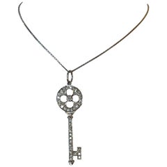 Tiffany & Co. Style 18 Carat Diamond 'Key' Pendant Set in 18 Carat White Gold