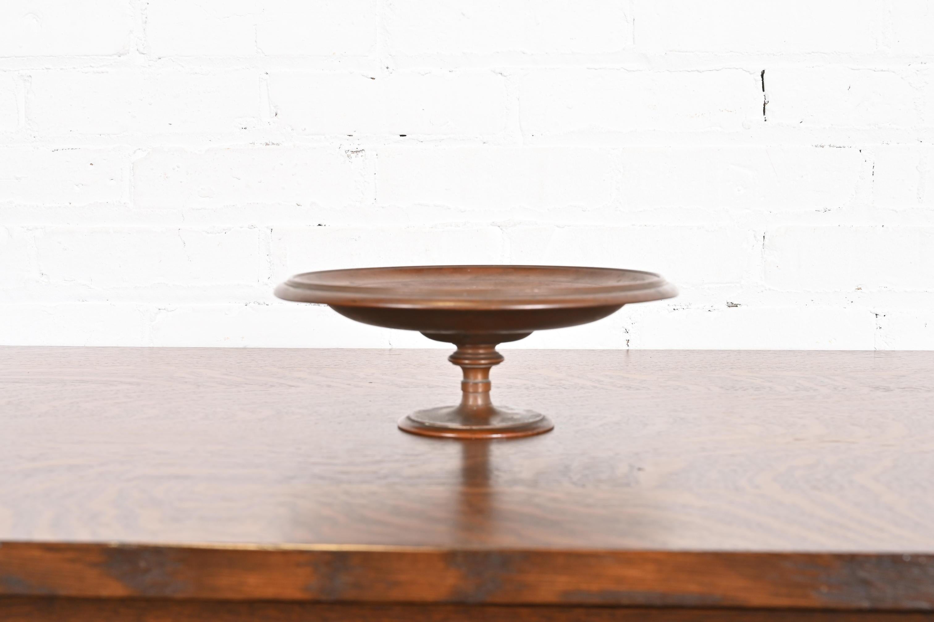 American Tiffany & Co. Style Antique Victorian Patinated Copper Footed Centerpiece Bowl For Sale