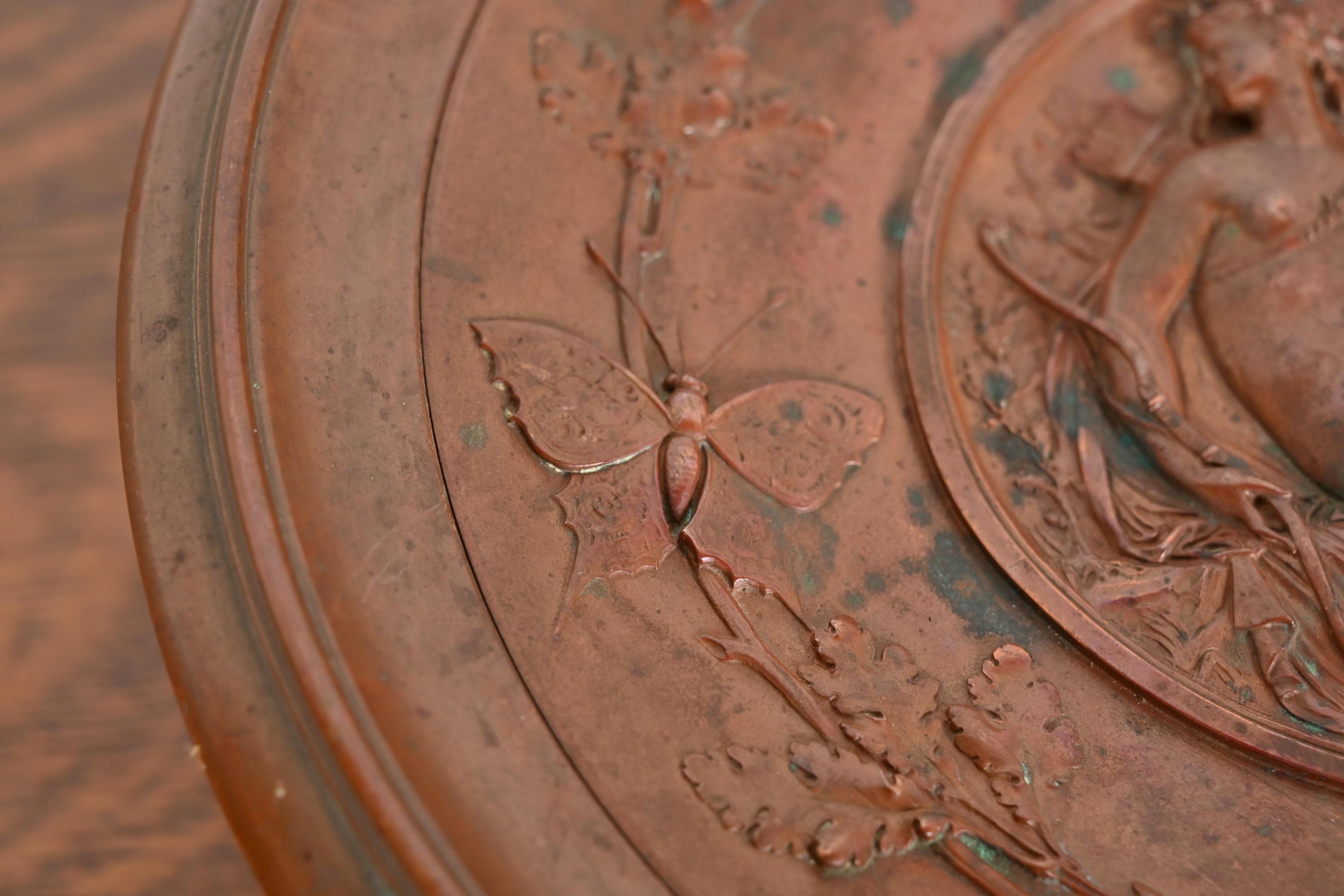 Tiffany & Co. Style Antique Victorian Patinated Copper Footed Centerpiece Bowl For Sale 1