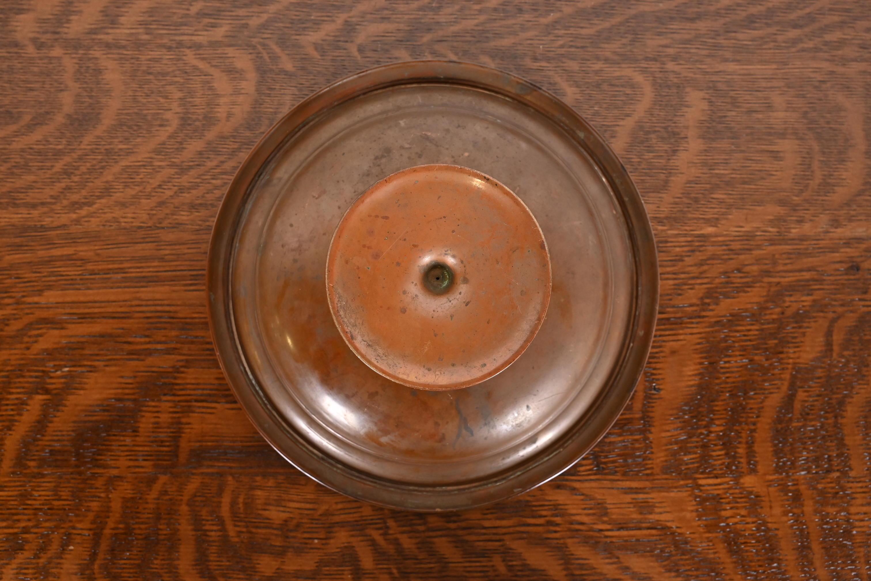 Tiffany & Co. Style Antique Victorian Patinated Copper Footed Centerpiece Bowl For Sale 4
