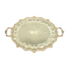 Tiffany & Co. Style Antique Victorian Repoussé Silverplate Serving Tray