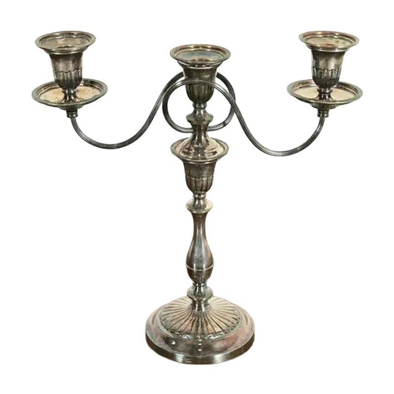 Tiffany & Co. Style Antique Victorian Silverplate Three-Light Candelabra For Sale