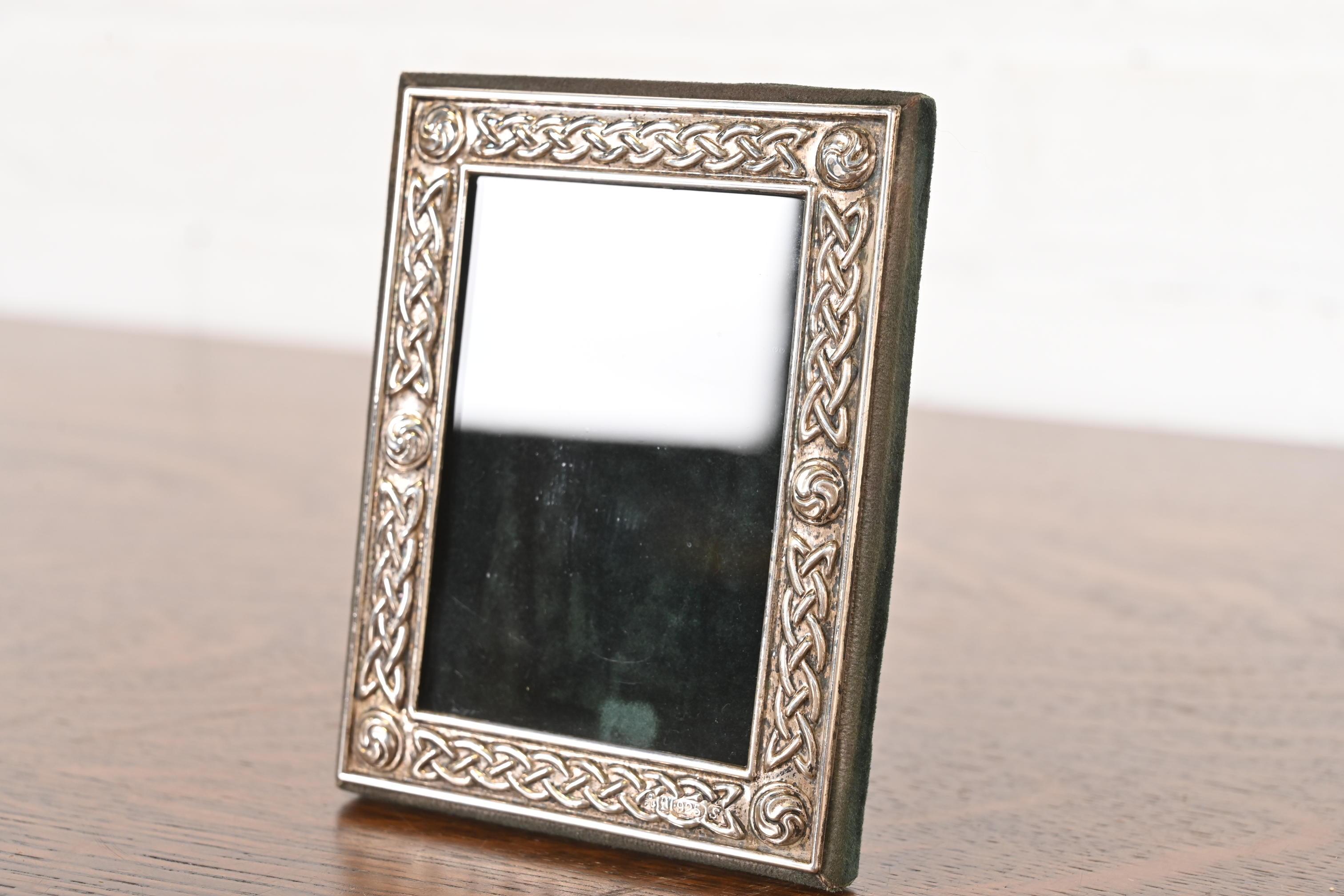 English Tiffany & Co. Style Celtic Knot Sterling Silver Picture Frame For Sale