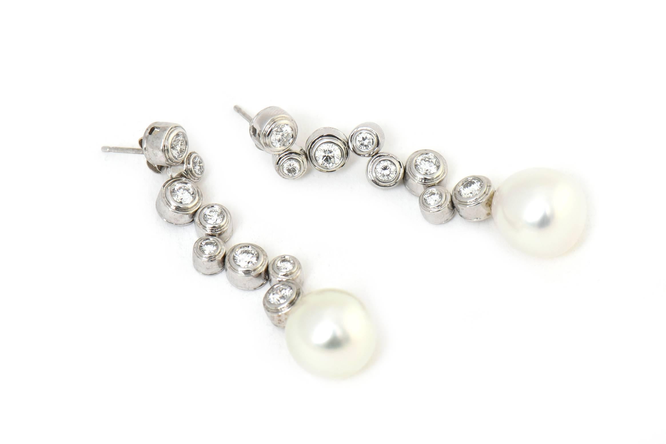 Women's Tiffany & Co. Style Diamond White Gold Bubble Drop Earrings